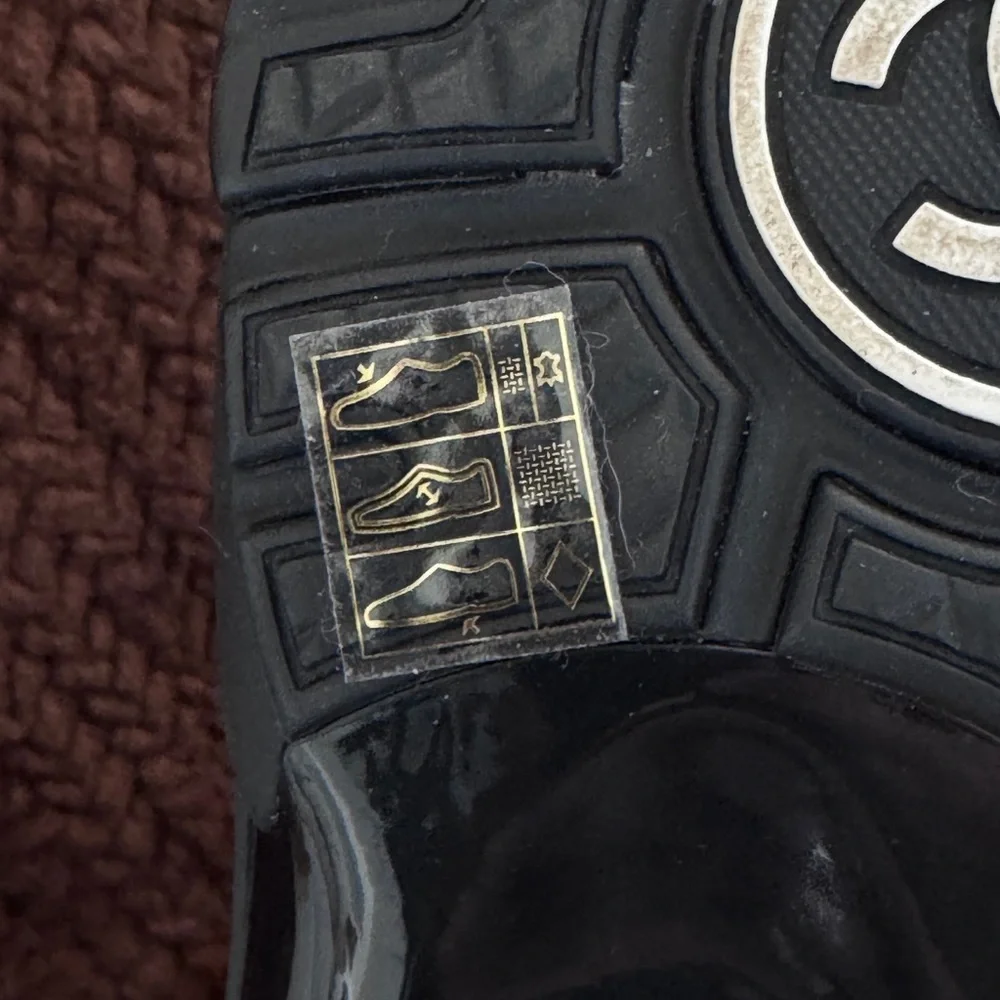 Chanel high top sneakers black and‎ gold with tweed Size 36 1/2
